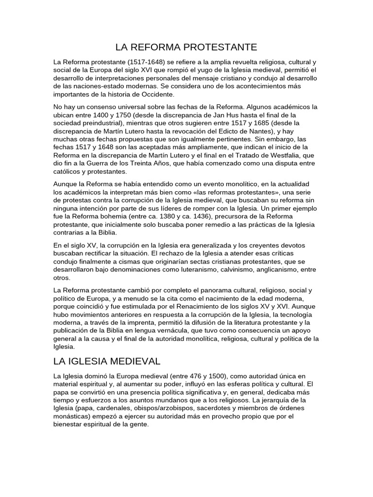 La Reforma Protestante: Orígenes y Consecuencias | PDF | Martin Luther ...