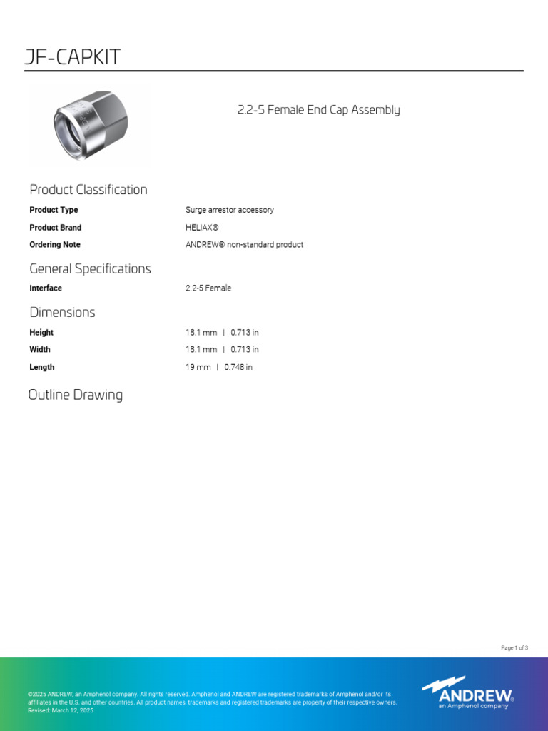 JF Capkit Product Specifications | PDF | Specification (Technical ...