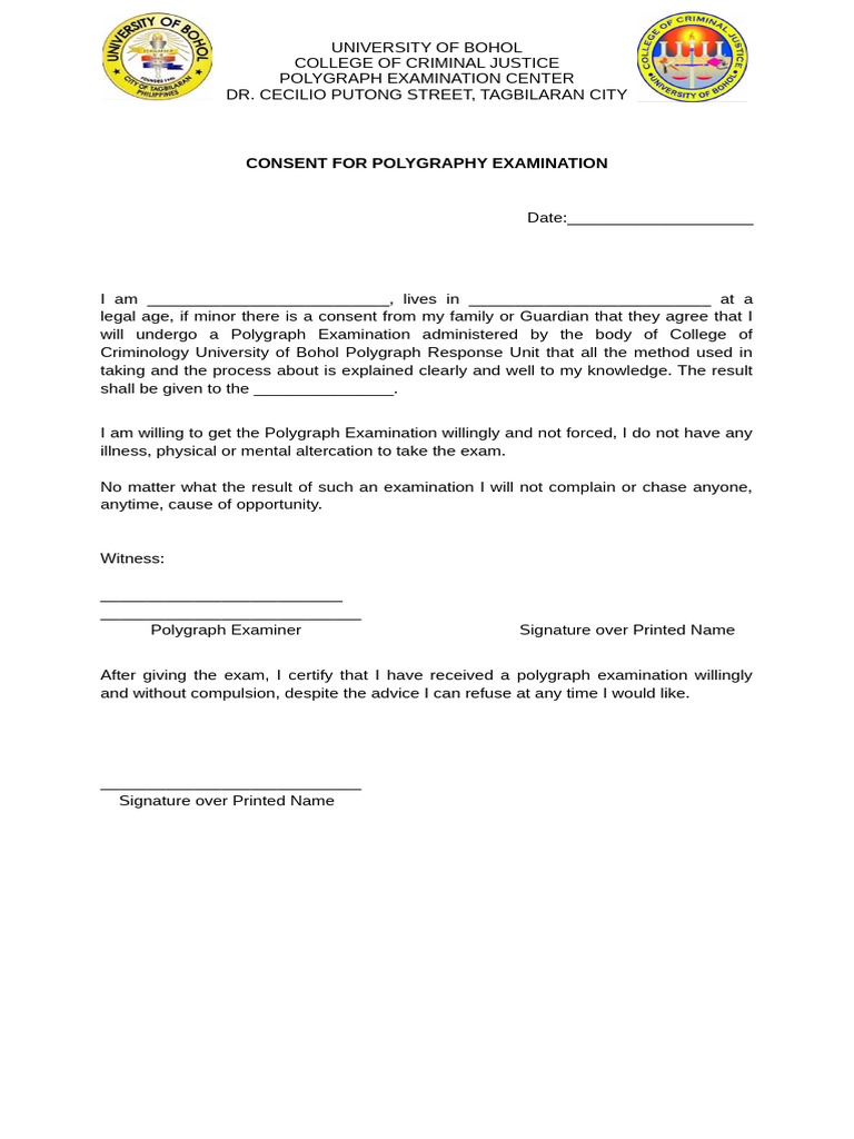 Polygraph Examination Consent Form | PDF | Polygraph | Criminal Law
