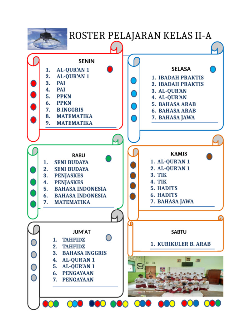 Roster Pelajaran Kelas II | PDF