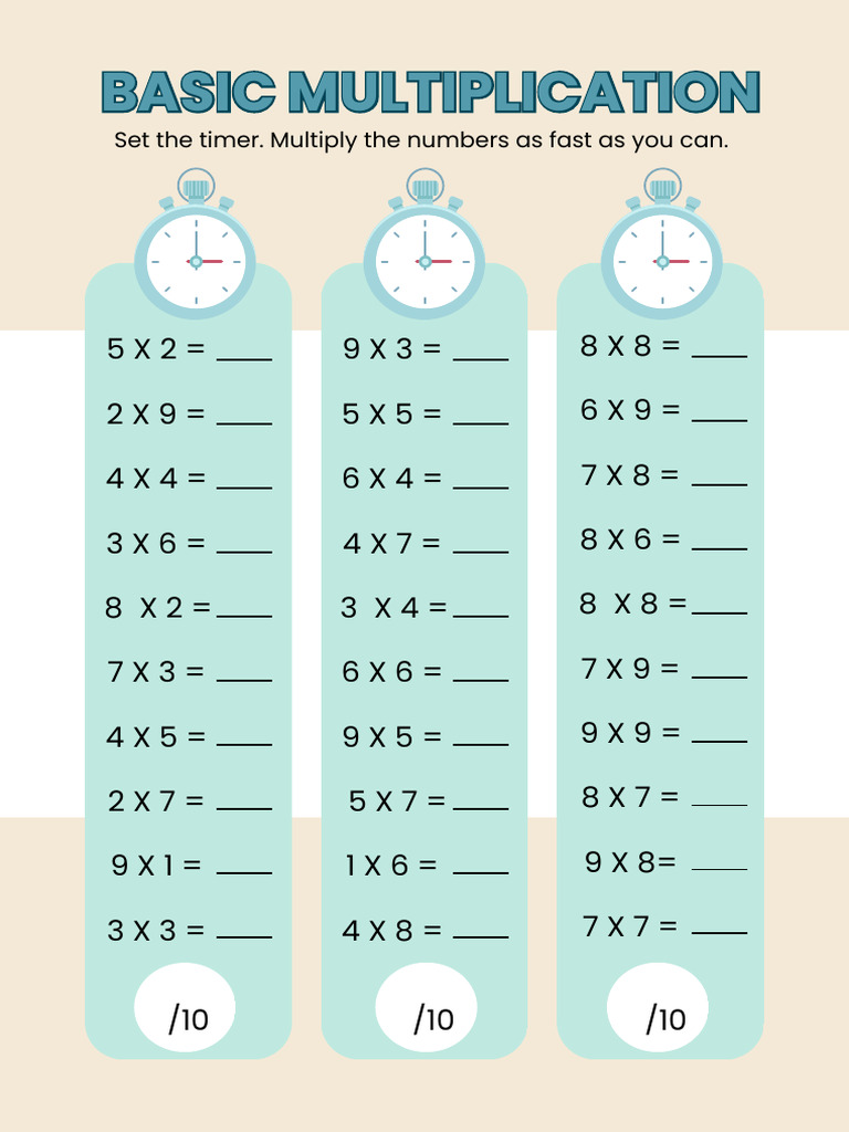 Fun Basic Multiplication Elementary Math Worksheet | PDF