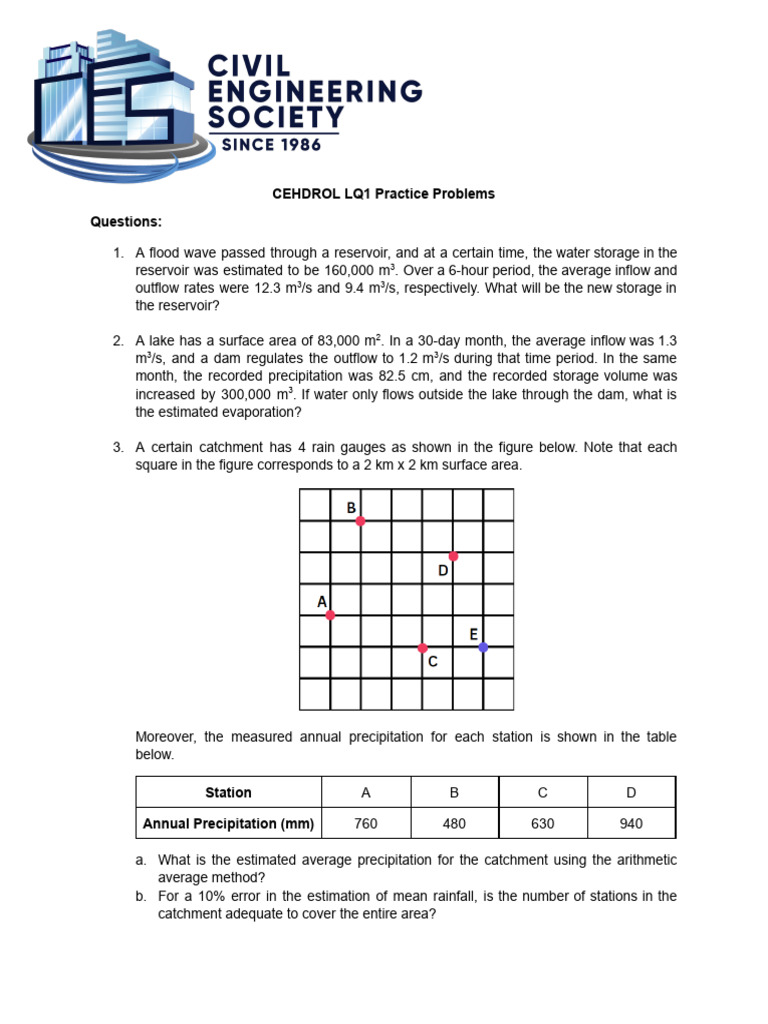 (CES) CEHDROL Exam 1 Reviewer (Practice Problems) | PDF | Area ...