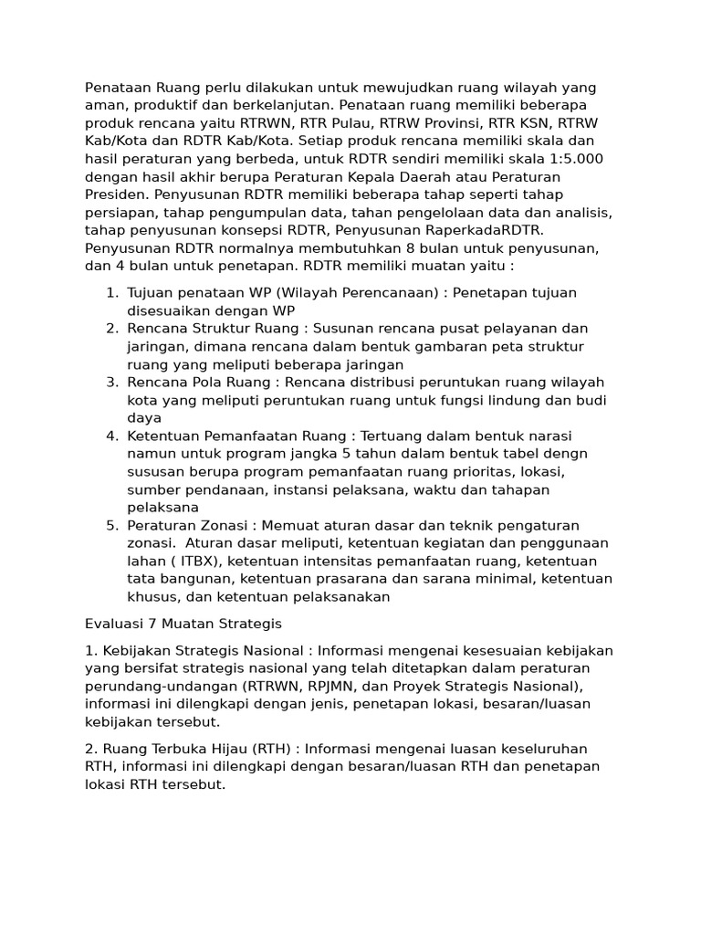 Panduan Penyusunan RDTR Efektif | PDF
