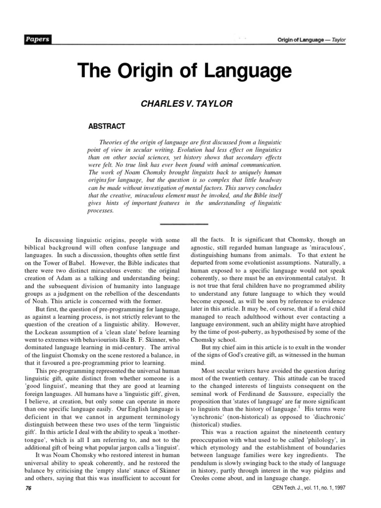 The Origin of Language | PDF
