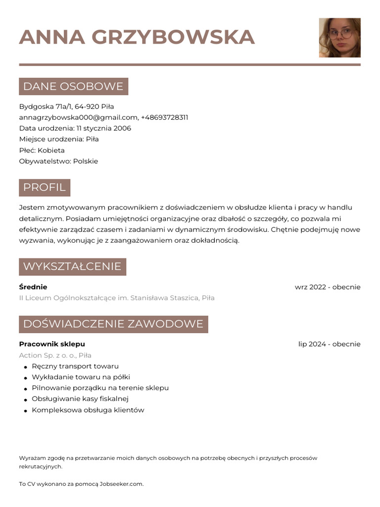 Anna Grzybowska CV | PDF