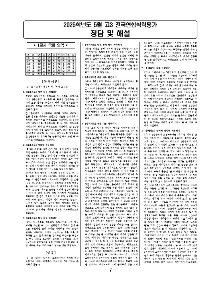 2025-05-08 고3 정답 및 해설 | PDF
