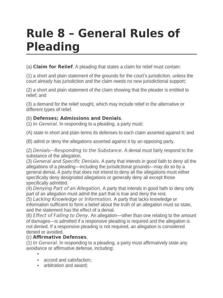 RULE 8 GENERAL RULES OF PLEADING visual data 2