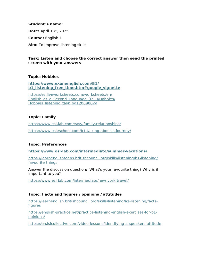 E1 - Listening Exercises | PDF