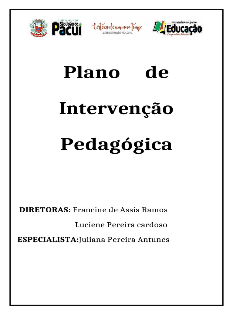 Plano de Intervenção Pedagógica Escolar | PDF | Aprendizado | Pedagogia