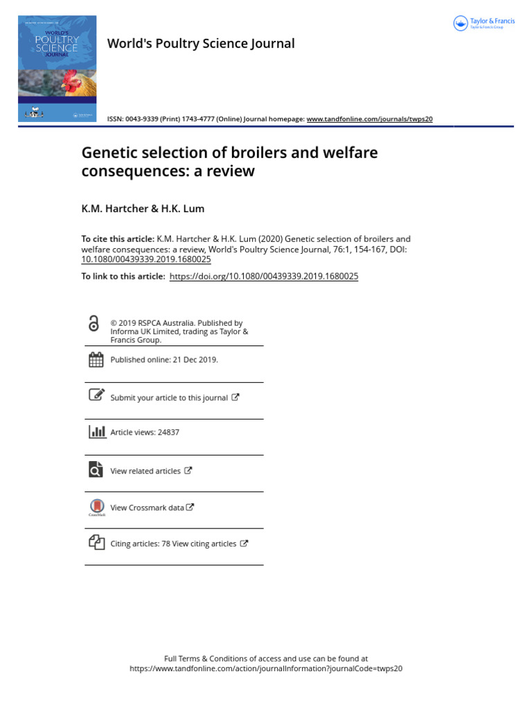 Genetic Selection of Broilers and Welfare Consequences A Review | PDF ...