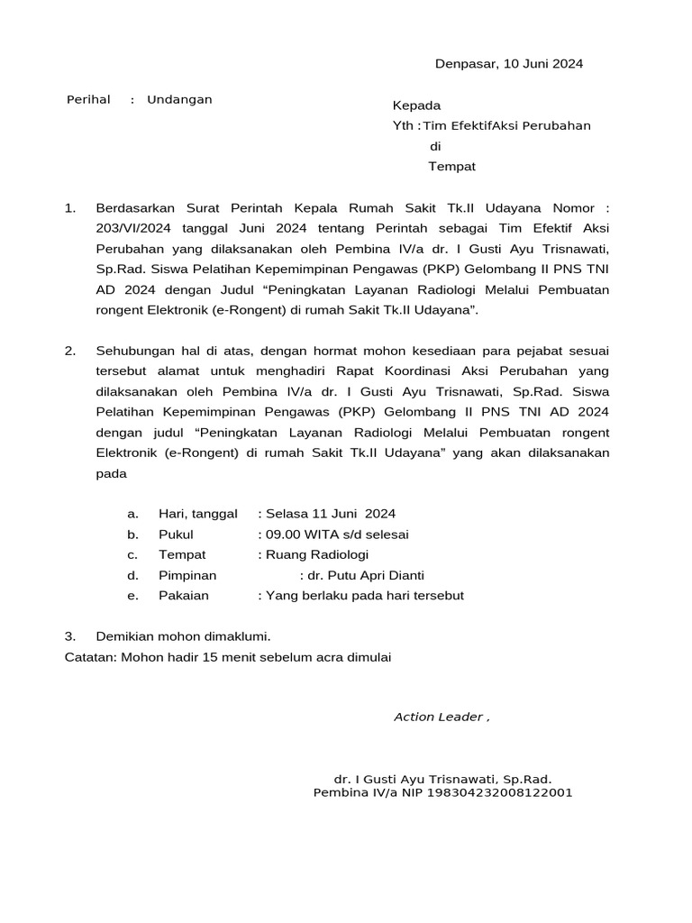 Undangan Rapat Koordinasi e-Rongent | PDF