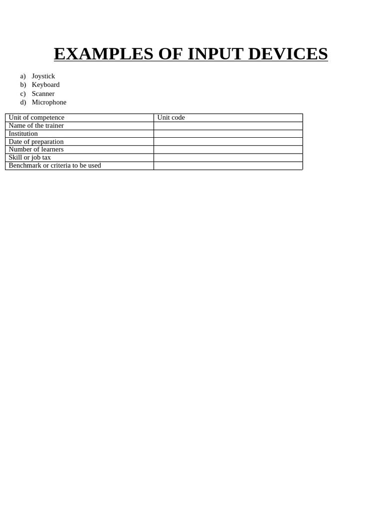 Examples of Input Devices | PDF | Microsoft Word | Icon (Computing)
