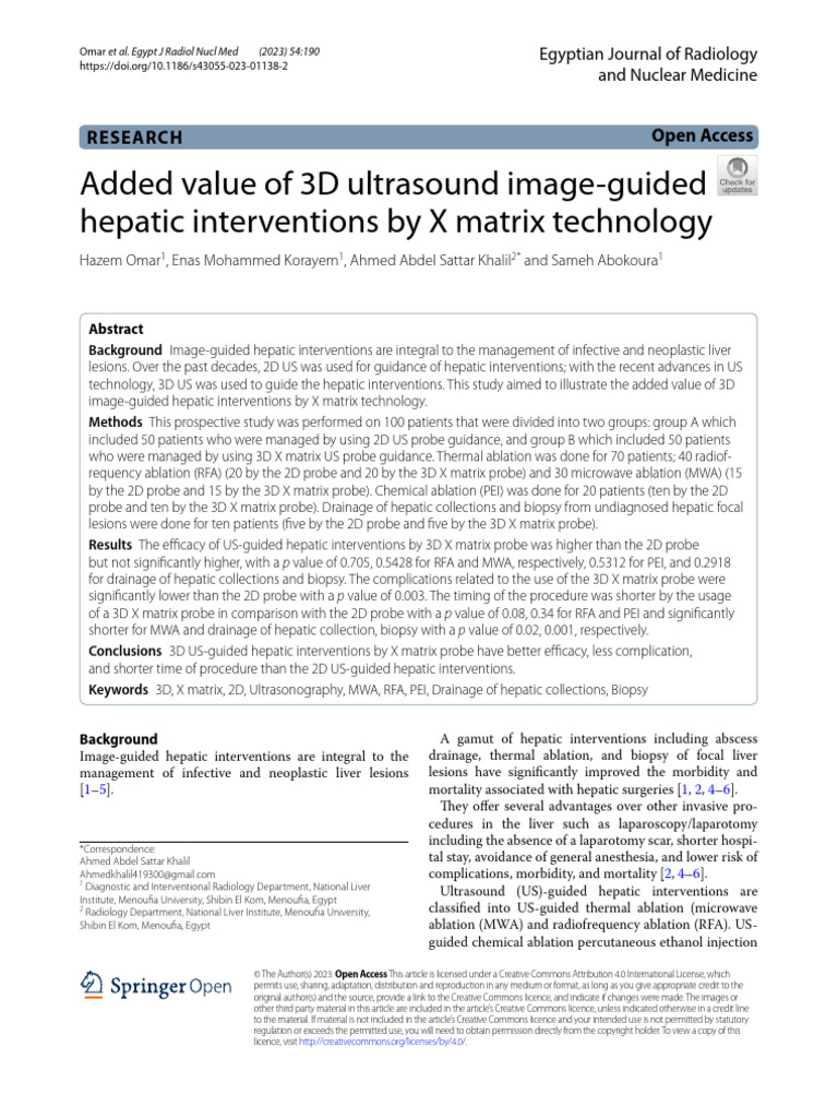 3D Ultrasound in Hepatic Interventions | PDF | Liver | Medical Ultrasound