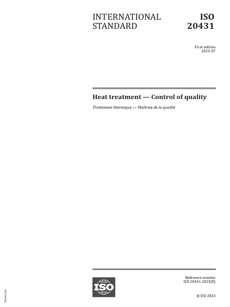 ISO 20431: Heat Treatment Quality Control | PDF | International ...