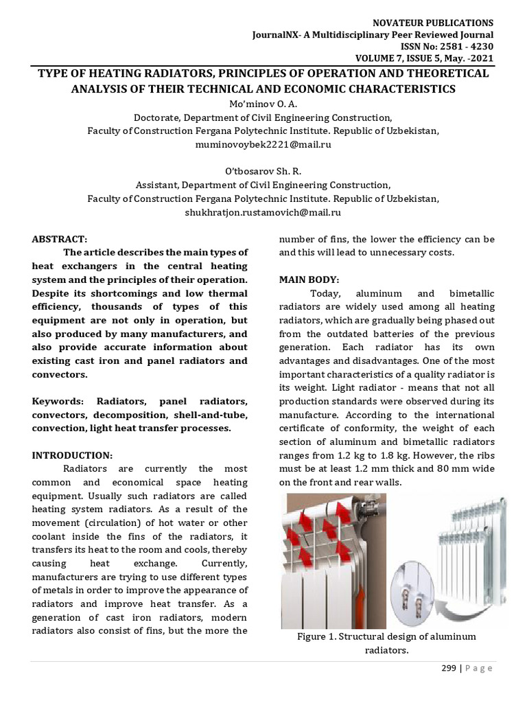 Type of Heating Radiators, Principles of Operation | PDF | Radiator ...