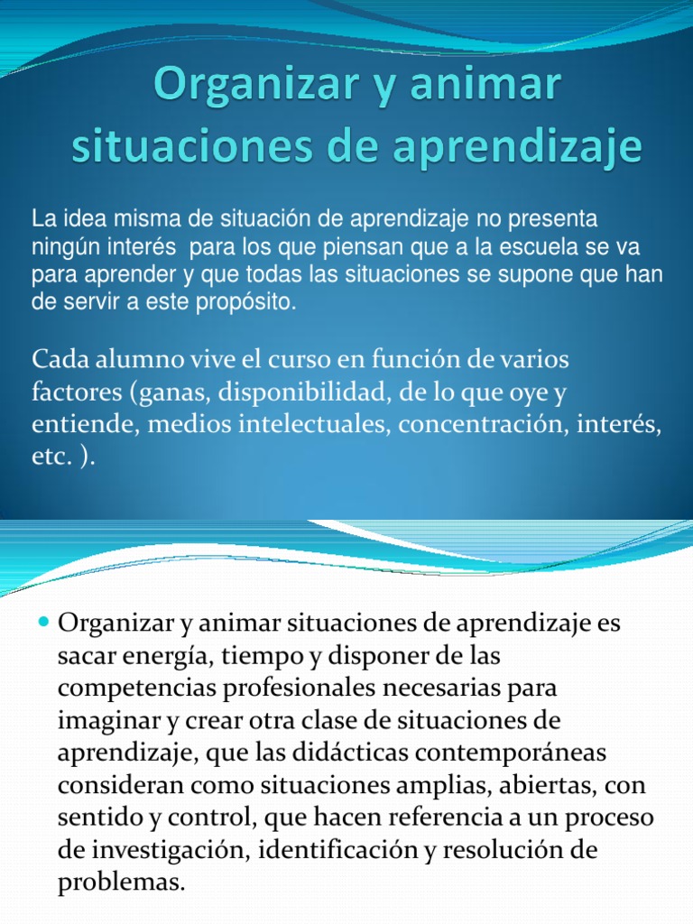 Organizar y Animar Situaciones de Aprendizaje