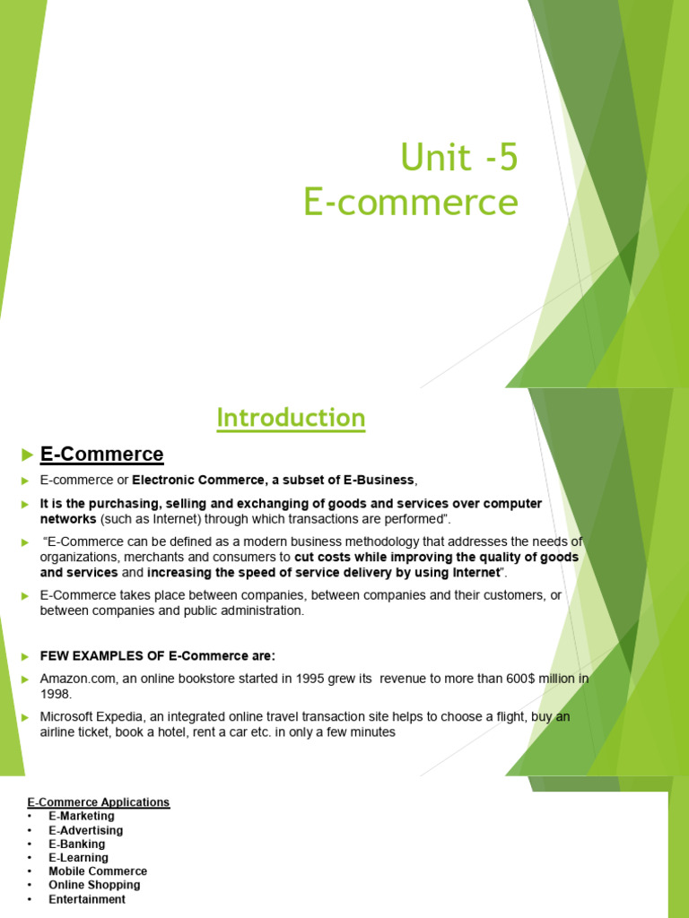 E-Commerce Overview and Applications | PDF | Electronic Data ...
