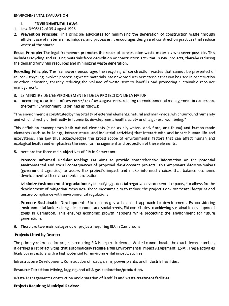 Cameroon Environmental Laws Overview | PDF | Environmental Impact ...