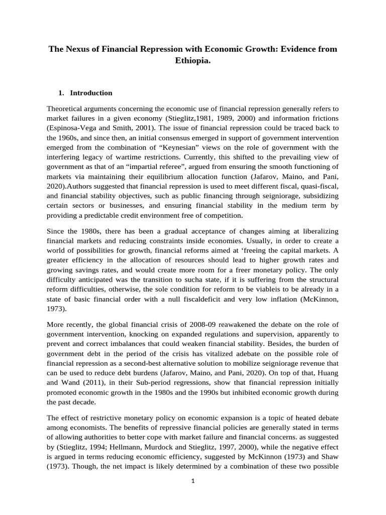 The Nexus of Financial Repression With Economic Growth Evidence | PDF ...