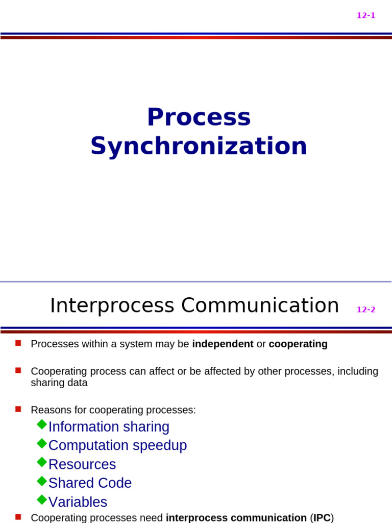 Process Synchronization and IPC Concepts | PDF | Concurrent Computing ...