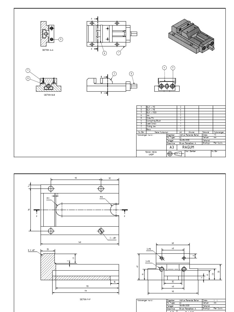 Gambar Teknik Ragum 2D | PDF