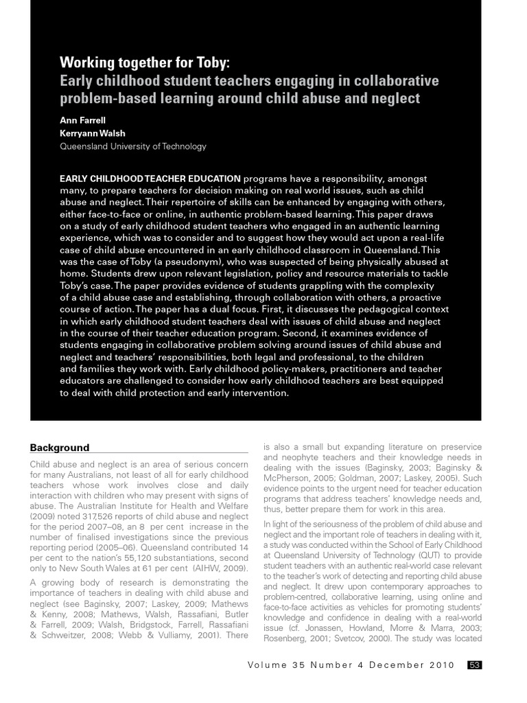 Farrell Walsh 2010 Working Together For Toby Early Childhood Student ...