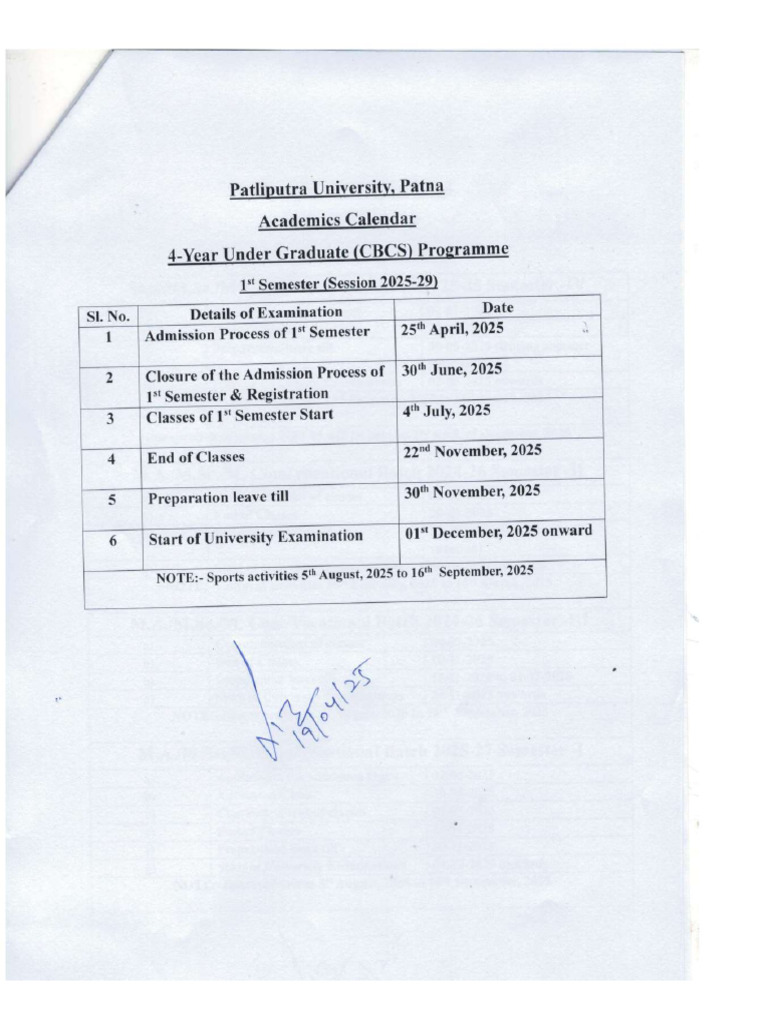 PPU - ACADEMIC Calendar Year 2025 UG - PG | PDF