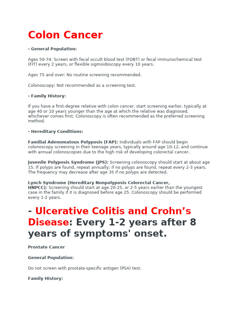 Screening Canadian Guidelines. 3 | PDF | Colorectal Cancer | Colonoscopy