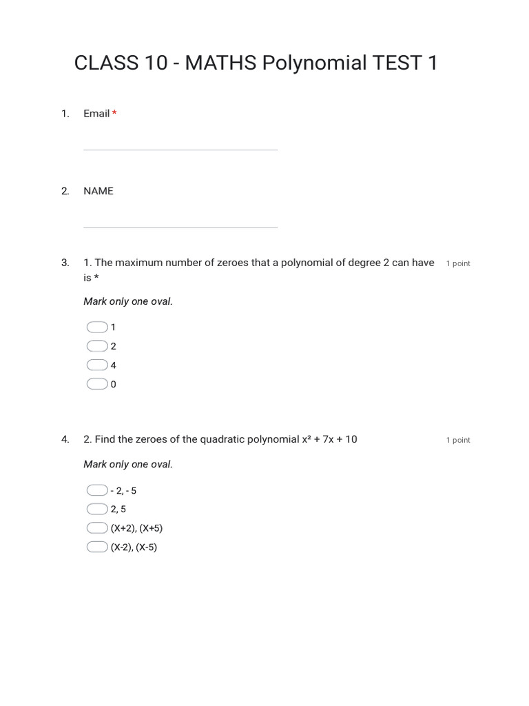 Quadratic Polynomial Zeros and Properties | PDF | Discrete Mathematics ...