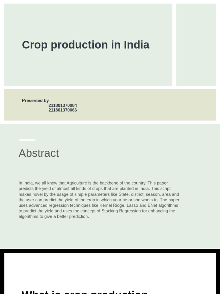 Crop Production in India | PDF | Agriculture | Crops
