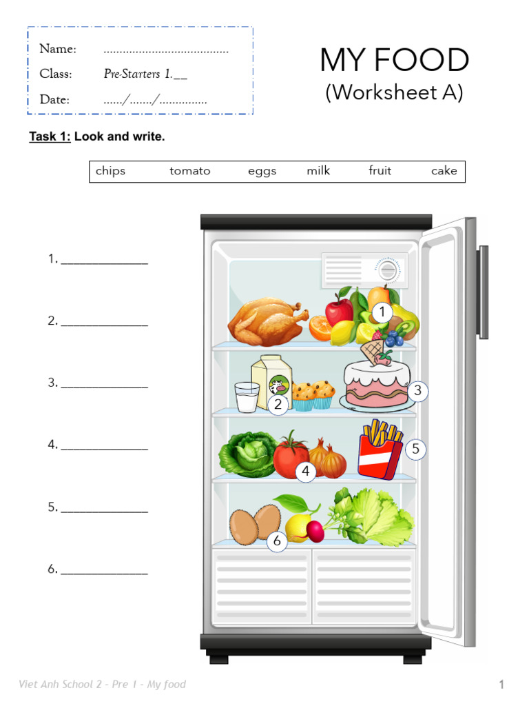My Food (Worksheet A) | PDF | Foods