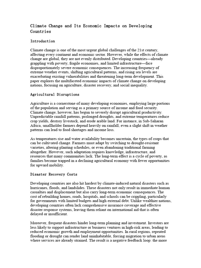 Climate Change and Its Economic Impacts On Develop | PDF | Agriculture ...
