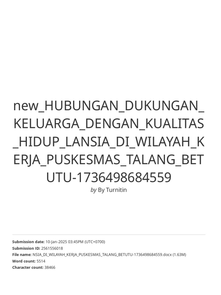 New Hubungan Dukungan Keluarga Dengan Kualitas Hidup Lansia Di Wilayah