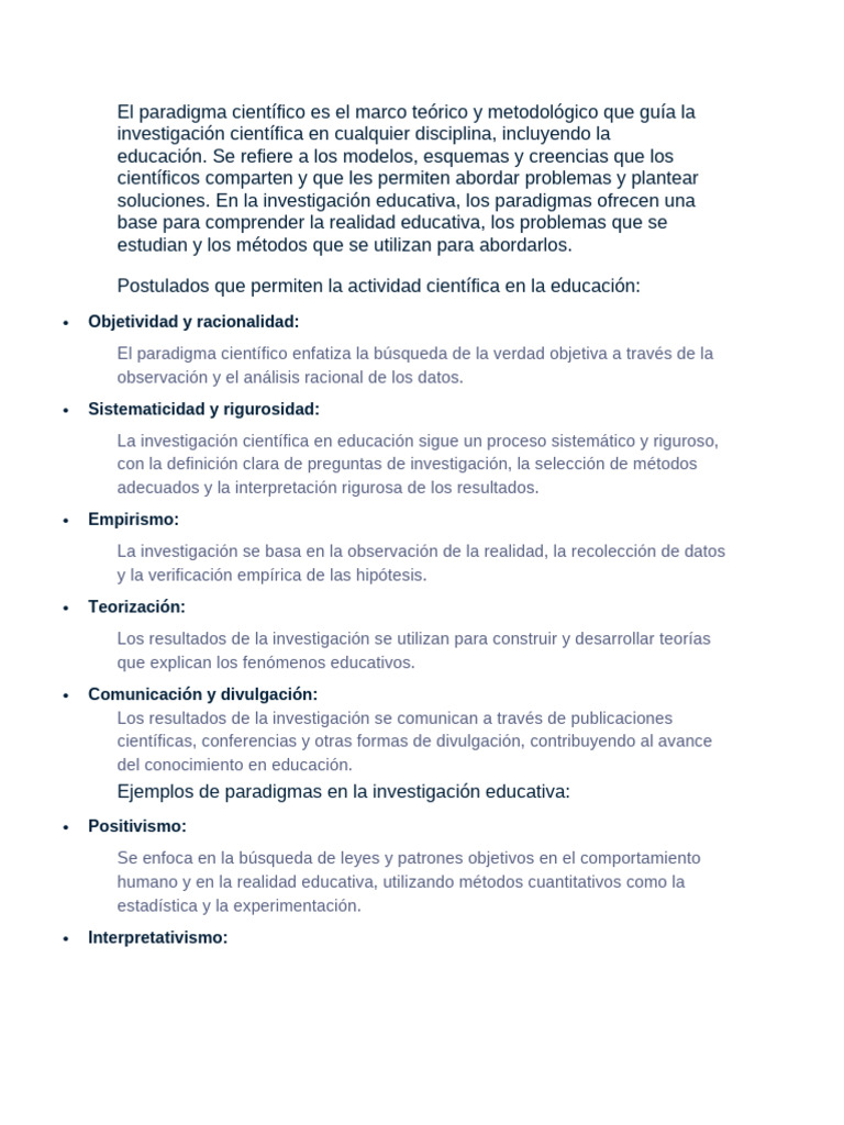 Paradigmas en Investigación Educativa | PDF | Paradigma | Método científico