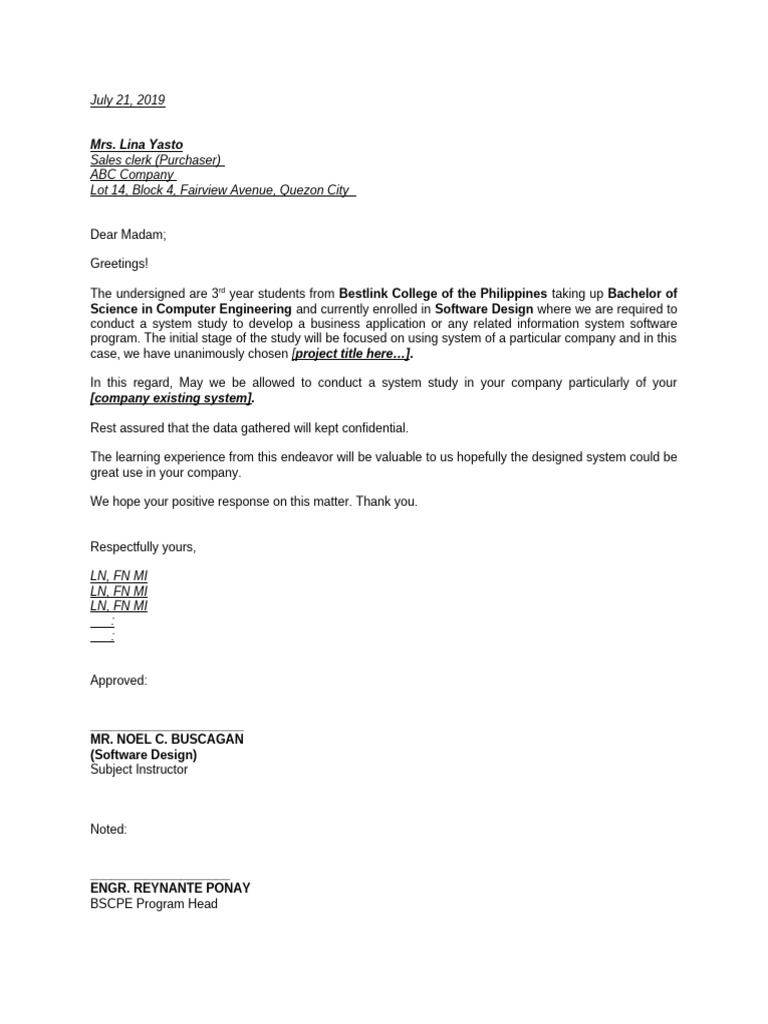 2 Letter To Conduct A Study (Template, Example) | PDF