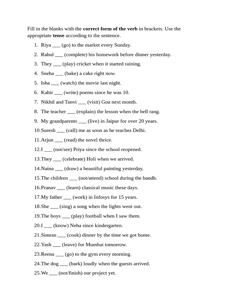 Grade 9 Tenses Worksheet.. | PDF