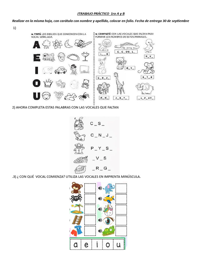 Actividades de Lengua para 1ro A y B | PDF