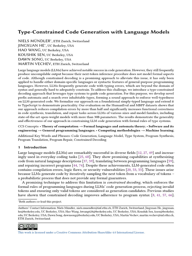 Type-Constrained Code Generation With Language Models | PDF | Automata ...