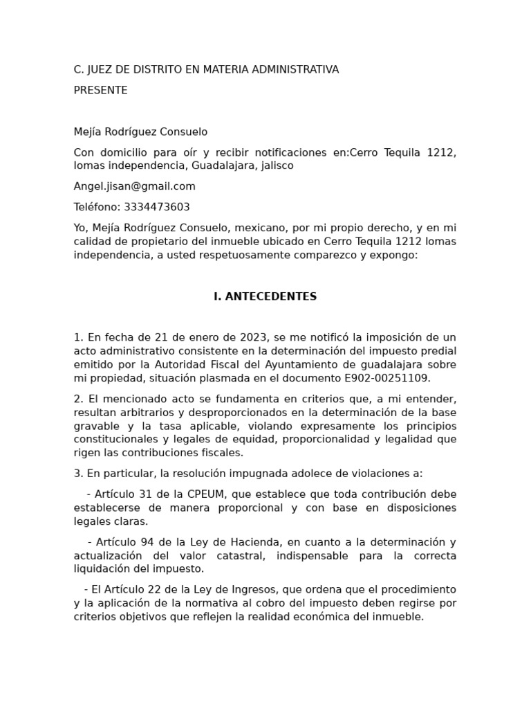 Impugnación de Impuesto Predial en Guadalajara | PDF | Impuestos ...