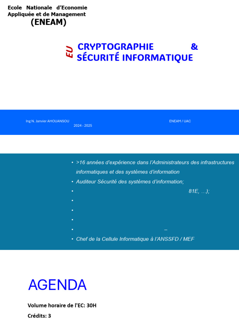 Cours de Cryptographie et Sécurité IT | PDF | Public-key cryptography ...
