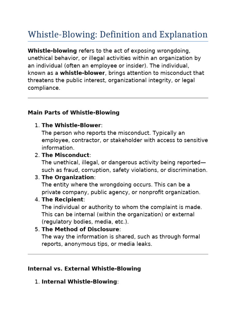 Whistle Blowing | PDF | Business | Social Ethics