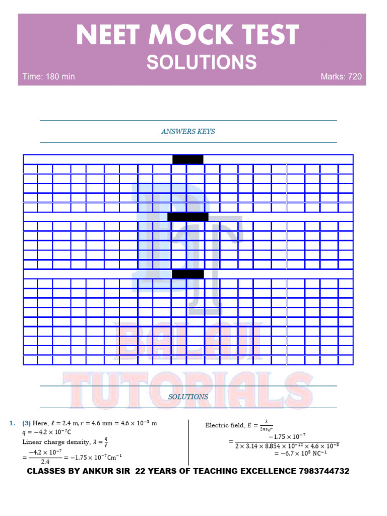 Neet - Mock Test - 7 - Solutions | PDF | Waves | Operon