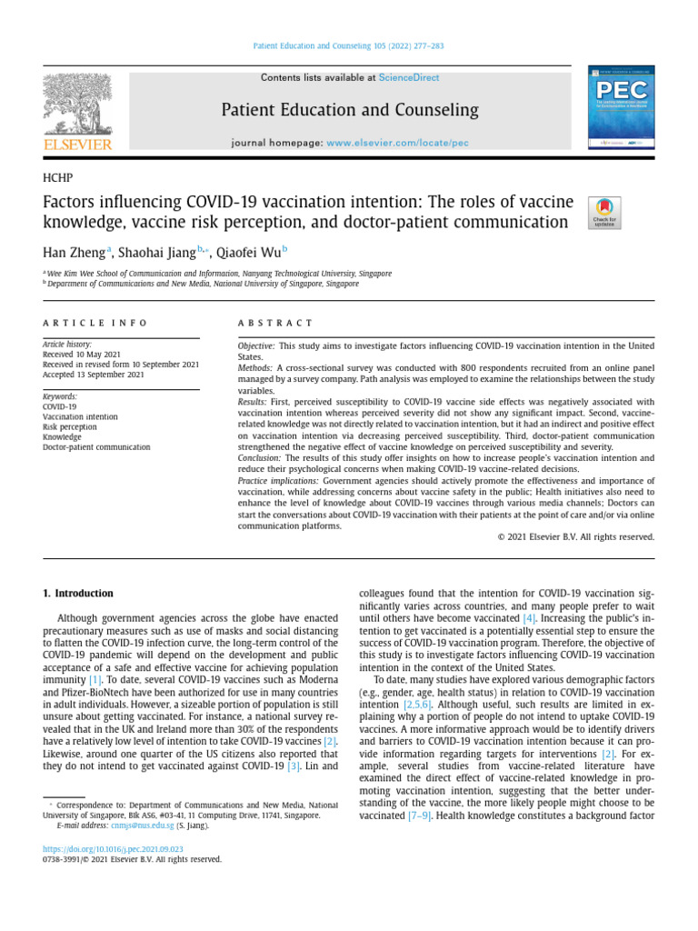 Factors Influencing COVID-19 Vaccination | PDF | Risk | Vaccines
