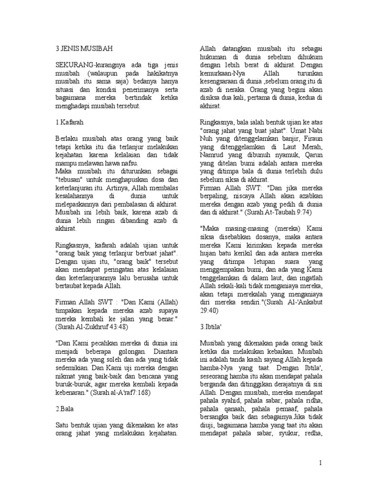 3 Jenis Musibah Pdf