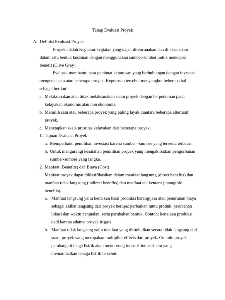 Tahap Evaluasi Proyek Pdf