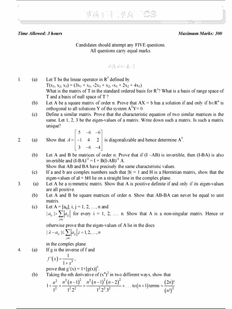 CSP Math 1995 | PDF | Matrix (Mathematics) | Group (Mathematics)
