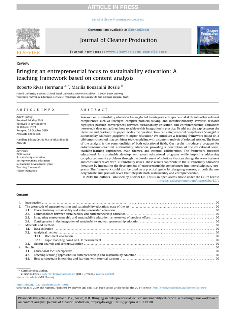Bringing An Entrepreneurial Focus To Sustainability Education | PDF ...