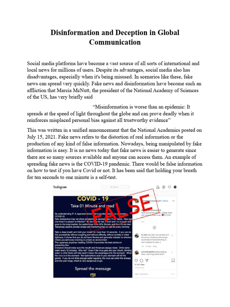 Disinformation in Global Communication | PDF | Media Manipulation ...