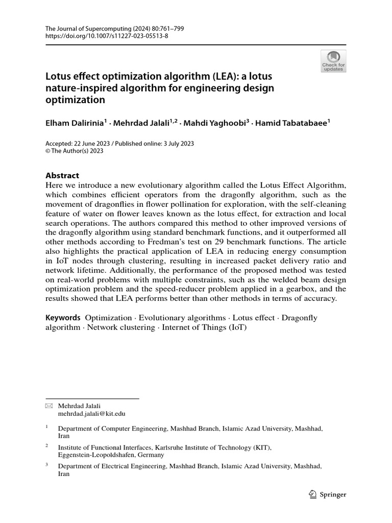 Lotus Effect Algorithm for Optimization | PDF | Cluster Analysis | Routing