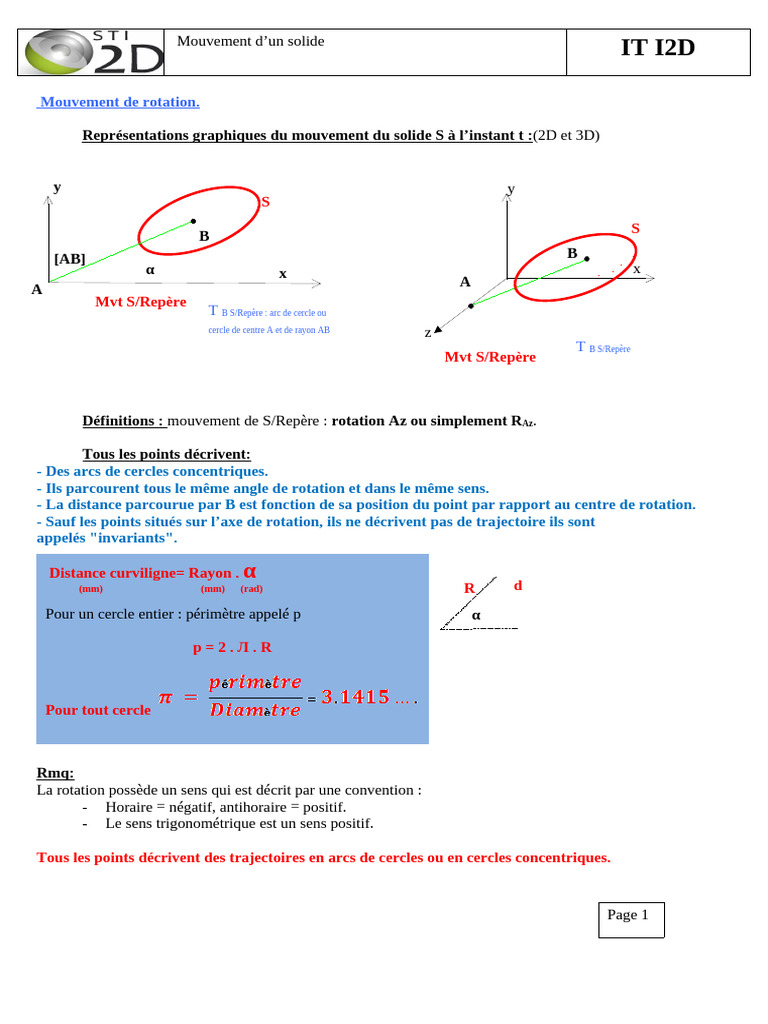Mouvement de rotation et translation | PDF | Mouvement de rotation ...
